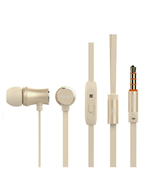 New D6 (2016) Universal Heavy Bass Metal Earphone with MIC for All Devices,Smartphones,Tablets.PC for Motorola -Gold